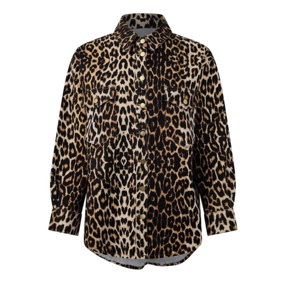 Biba Womens/Ladies Leopard Print Denim Long-Sleeved Shirt / Brown/Black